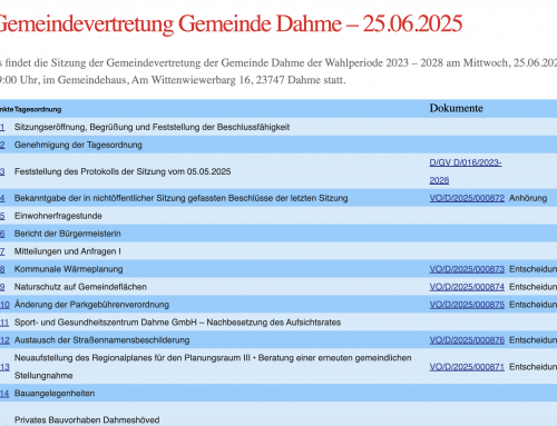 Gemeindevertretung 25.06.2025 um 19:00 Uhr