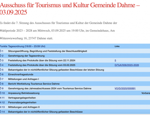 Ausschuss für Tourismus und Kultur – 03.09.2025