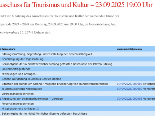 Ausschuss für Tourismus und Kultur – 23.09.2025